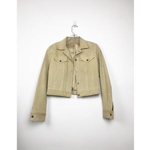 VNTG 90s Laundry by Shelli Segal Tan Suede Crop Jacket 4